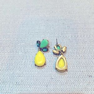 J Crew cocktail earrings yellow and turquoise